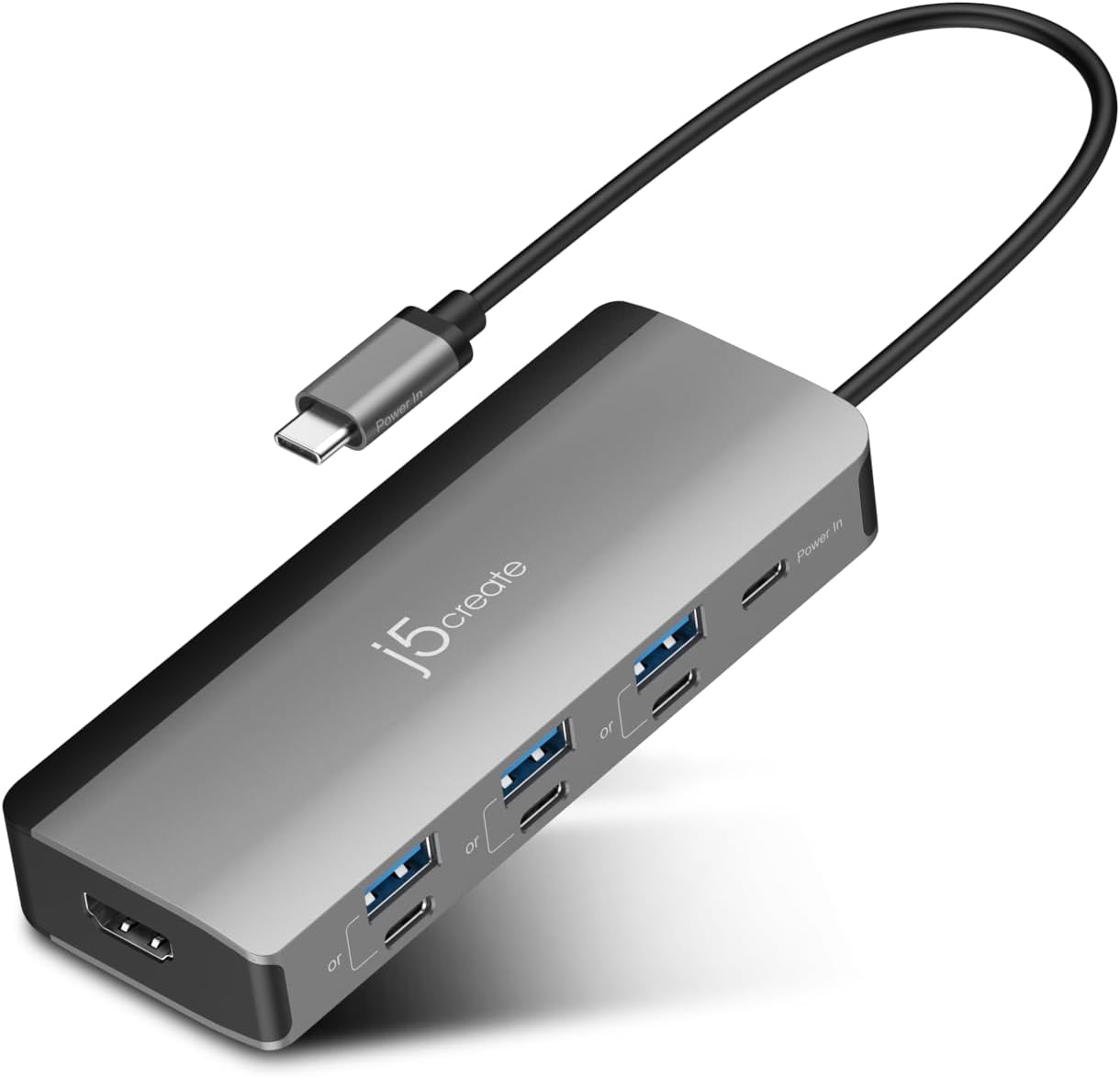 j5create USB-C Hub 4K@144Hz HDMI with 100W Fast Charge and Flexible Ports- Supports Extended 4K Display for Windows and MacBook, USB-A x 3, USB-C x 4, HDMI (JCD362)