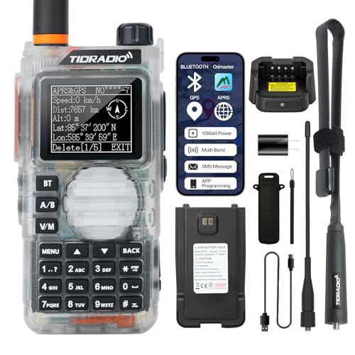 Image of TIDRADIO TD-H9 10Watt GPS&APRS Multi-Band Ham Radio Capable of Bluetooth Connectivity; Wireless Programming; Spectrum Analysis;SMS Message Text; NOAA Weather Receiver Handheld Two Way Radio (Crystal)