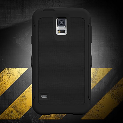 Galaxy S5 Case, Toughbox® [Armor Series] [Shock Proof] [Black] For Samsung Galaxy S5 Case [Built In Screen Protector] [With Holster & Belt Clip] [Fits Otterbox Defender Series Belt Clip] #TOP1