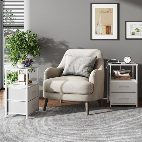 TUTOTAK Nightstands Set of 2, End Table with Charging Station by TUTOTAK - Used condition - Image 4