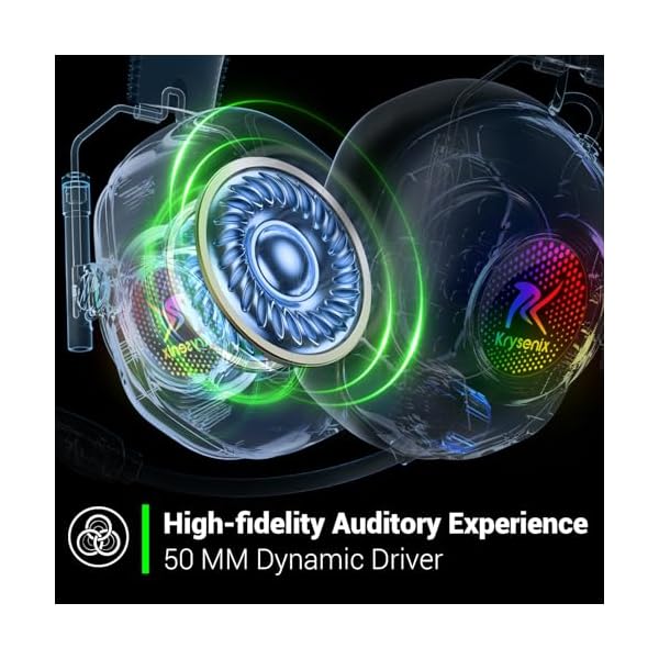 Krysenix Wireless Gaming Headset for PS5, PS4, PC, Switch, Mac, 2.4 GHz Wireless & Bluetooth 5.4 Gaming Headphones with Mic Noise Canceling, Gaming & Music Dual Mode, Foldable, 40H Battery - Image 5