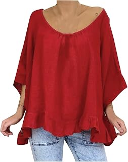 KEERADS Polka Suelta Tops Tres Puntos Tamaño O-Cou Jersey Quarter Plus Sleeve Camisa para Mujeres Blusa de Trabajo Negro