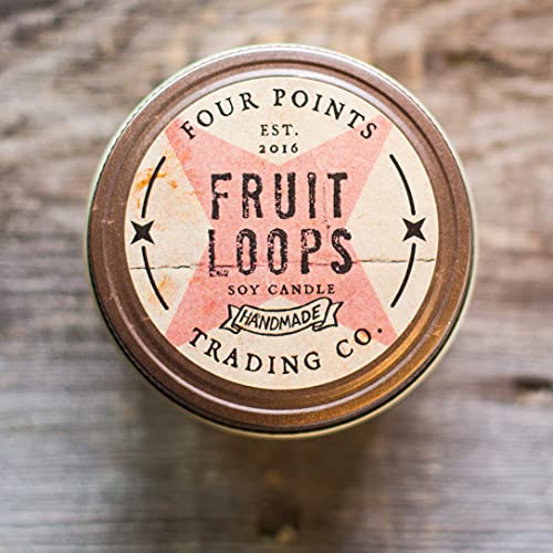 Four Points Trading Co. Fruit Loops Scented Candle 8 Oz - Soy Aromatherapy Candle With Jar - Great Gift For Birthdays, Anniversary, Christmas, New Year, House Warming And More! #TOP4