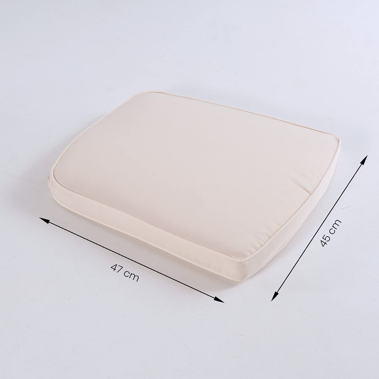 Pack 2 cojines para sillas de jardín, Forma curva, color beige, Medidas 45x47x5 cm, Repelente al agua, Desenfundable, Funda de cojín con relleno para sillas de terraza, Cojines silla de comedor jardín