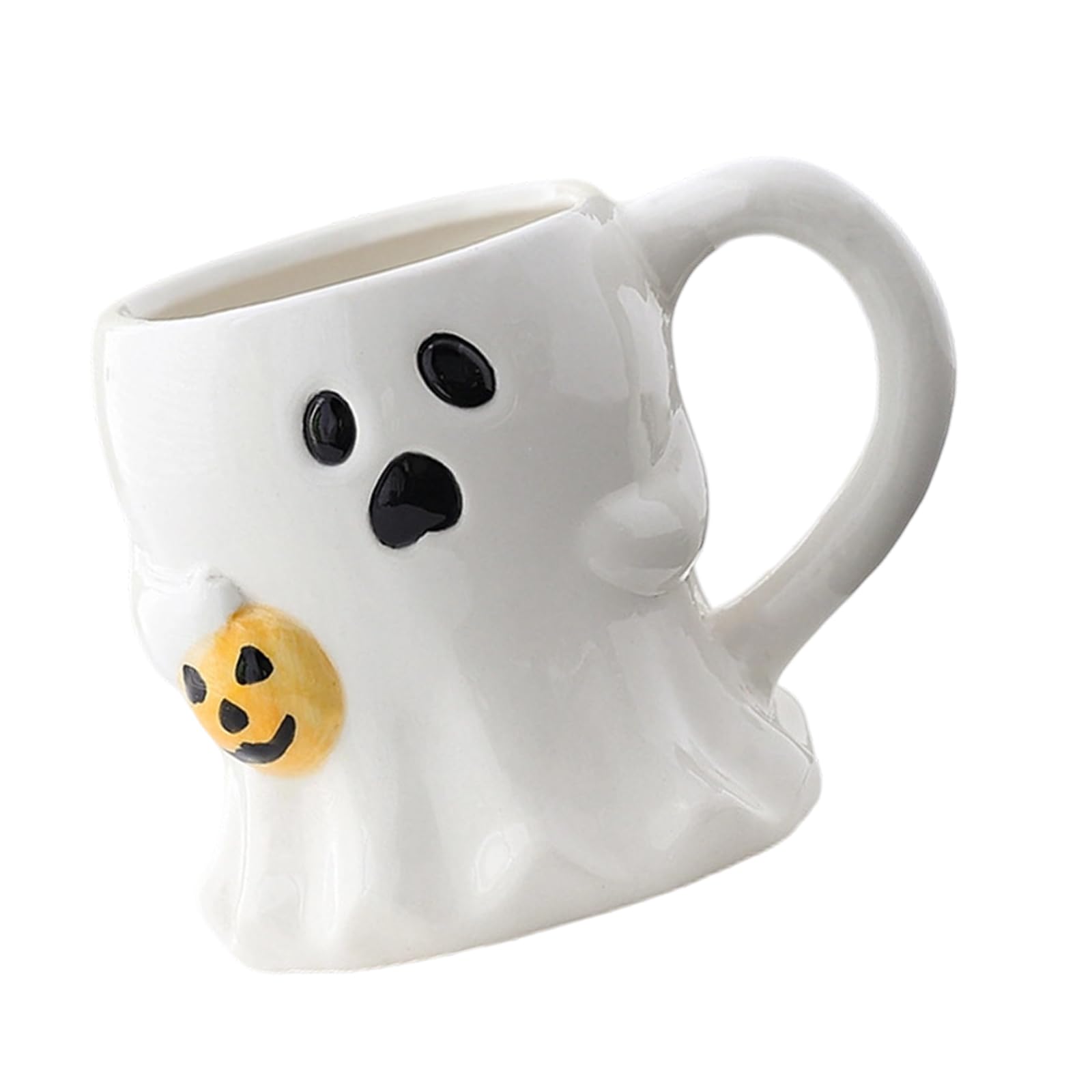 MALSSE Ghoul Pattern Ceramic Mugs White Porcelain Ergonomic Handle Perfect for Halloween and Home Ghoul Themed Drinkware