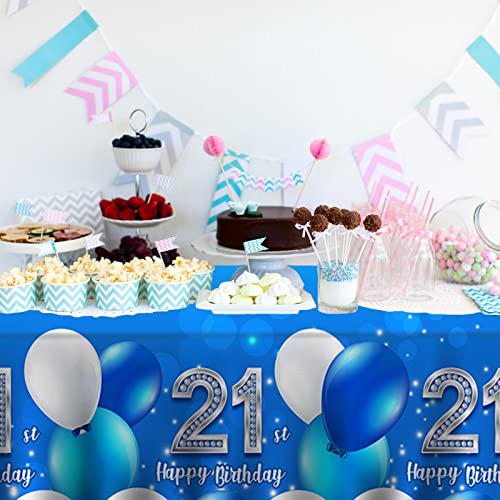Orikek 21St Birthday Tablecloth Blue 21St Birthday Supplies Decorate Men Women For Indoor Outdoor Party Supplies Plastic Rectangle Table Cover Camping #TOP3