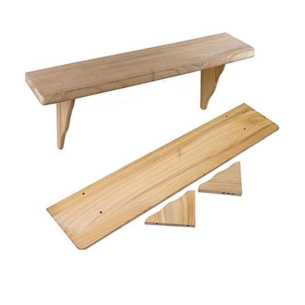 GBS Natural Wooden Shelf Storage Unit Wall Mounted Kitchen, Home, Office Pine Wood Shelves Rack Bedroom Living Room Bathroom, Work Shop, Shed, Garage Corner Shelf Fitting Kit W 60 x D 20 cm