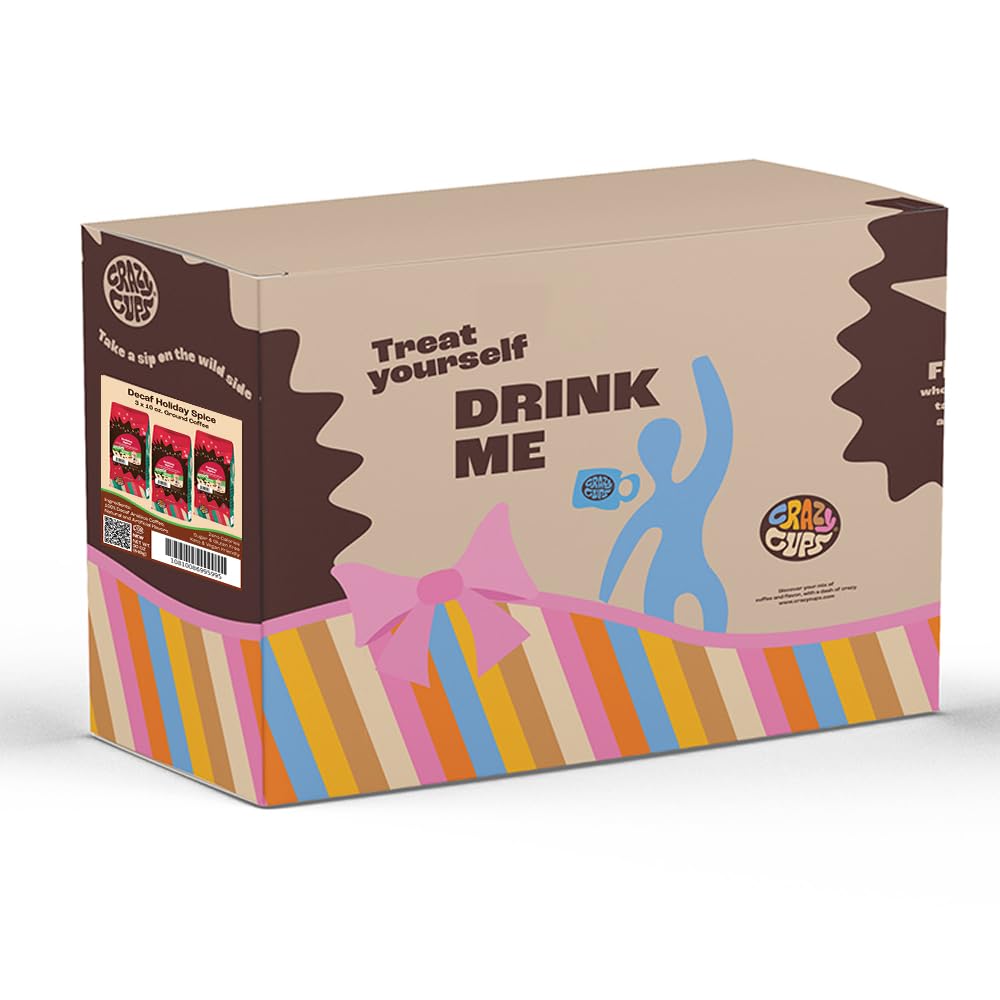 Crazy Cups Flavored Ground Holiday Spice Coffee - 10 Oz Bags (Pack of 3) - Brew Hot or Iced