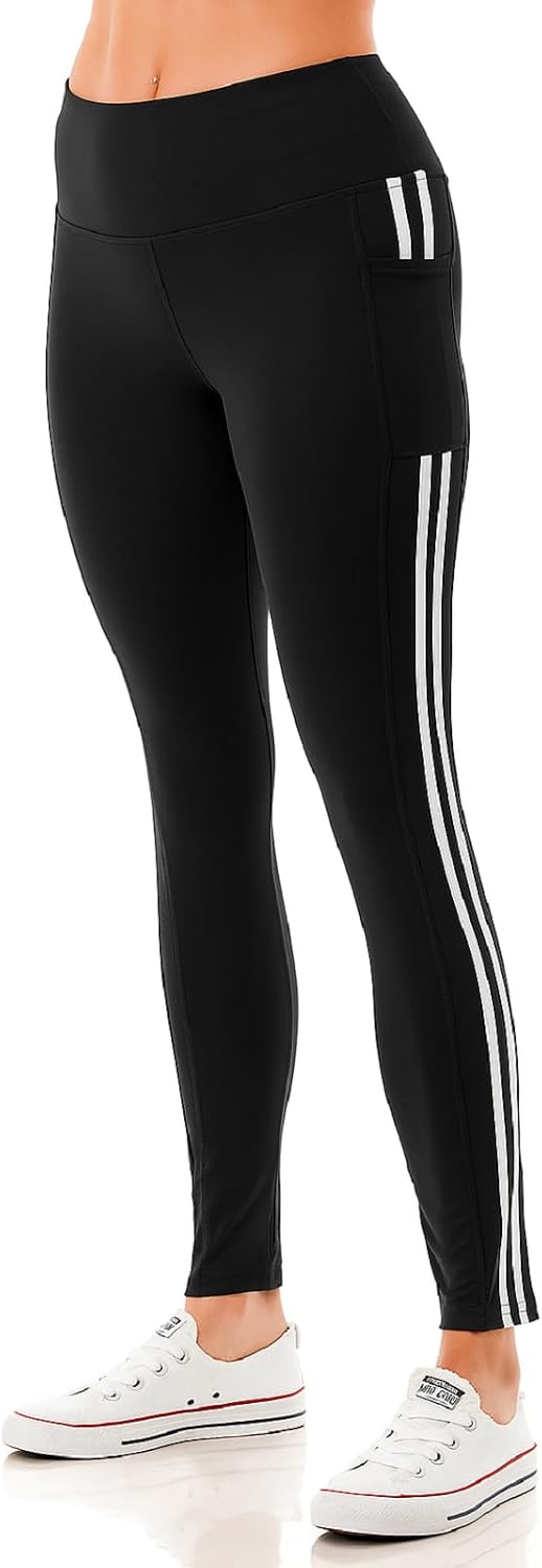 Women's High Waist Active Leggings with Pockets Squat Proof Yoga Workout Pants Tummy Control Stretch Activewear