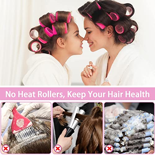 Foto von LLGLEU 38 Stücke Lockenwickler Set, 24 Stücke Klettwickler Halten Haarrolle Selbsthaftend von 44 mm, 36 mm, 25mm, 15mm und 12 entenschnabelclips zum Fixieren und 2 Kämme für Salon Barbier Friseur