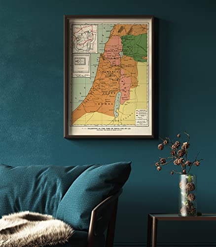 Palestine In The Time Of Jesus Map Wall Art Poster - Bible Timeline Chart Map Poster / Bible Maps Wall Decor / Vintage Map Wall Art - Scriptural Index On A Map Of Palestine - Bible Study Map Wall Art (24 X 36) #TOP2