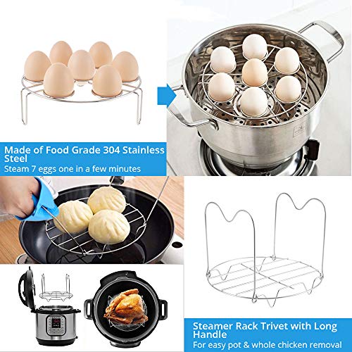 amorus Accessories for Instant Pot, Pressure Cooker Accessories Compatible with Instant Pot 5/6/8Qt - Steamer Basket, Springform Pan, Egg Bites Mold, Oven Mitts, Cheat Sheets, etc - Thumbnail 5
