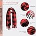Clothirily Womens Winter Scarf - Fashion Plaid Scarfs for Women Lightweight, Cashmere Feel Warm Soft Pashmina Shawls and Wraps, Long Blanket Scarf, Red Black Plaid
