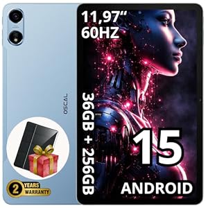 OSCAL Tab Pad 100 | 12.0″ IPS Display | 36 GB RAM + 256 GB (erweiterbar bis 2 TB) | Octa‑Core Unisoc T615 | 16 MP + 8 MP Kamera | 9000 mAh Akku | LTE | Dual‑SIM | 2 Jahre Garantie | Himmel‑Blau