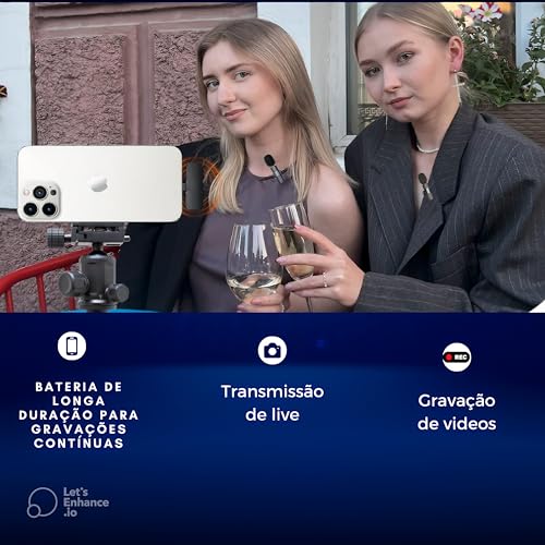 Microfone Lapela Sem Fio Qualidade de Estúdio, Áudio Profissional, 1 Transmissor 2 Microfones, Ideal