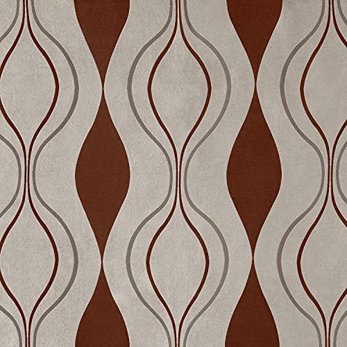 Homeideas Wave Room Darkening Curtains 52 X 84 Inch Long Brown And Beige Set Of 2 Panels Bedroom Curtains/Drapes,Jacquard Grommet Window Curtains For Living Room #TOP4