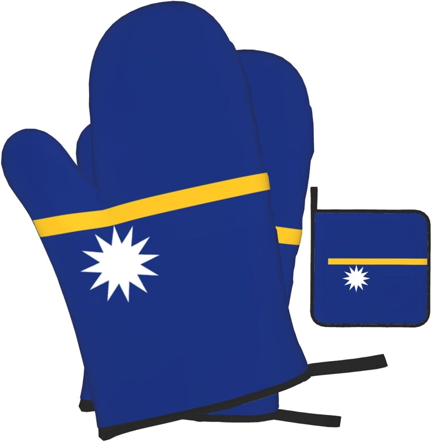 Flag of Nauru Print Heat Resistant Microwave Gloves, Used for Baking, Cooking, and Fashion Kitchen Essentials
