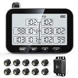GUTA Trailer Tire Pressure Monitoring System, RV TPMS with 10 Sensors, 6 Alert Modes, Signal Booster, Power Saving Display, Long Sensing Distance, for 3 Trailers (T1/T2/T3), for Camper, Motor Homes