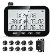 GUTA Trailer Tire Pressure Monitoring System, RV TPMS with 10 Sensors, 6 Alert Modes, Signal Boos...