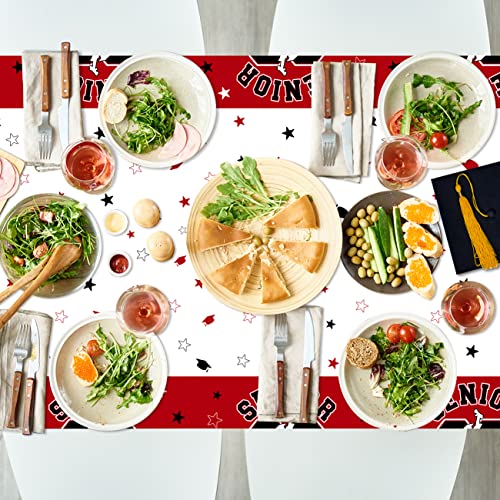 Graduation Tablecloth 3 Pack 70X40 Inches Rectangle Red Black And White Senior 2023 Table Covers For Class Of 2023 Outdoor Party Disposable Waterproof Plastic Graduation Tablecloth (Red) #TOP5