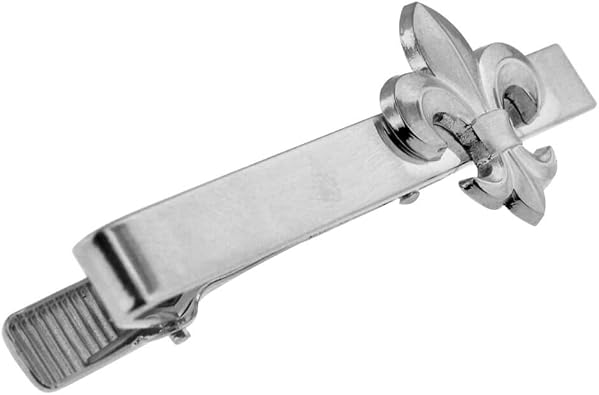 PinMart Fluer De Lis Tie Clip Tie Bar - Silver or Gold Color Plated - Engravable or Non-engravable