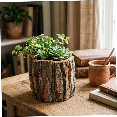 Vase en bois et pot de fleur rustique pour une maison chaleureuse