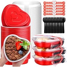 Yinkin 22 oz Heart Shaped Cake Pans Valentine Aluminum Foil Cupcake Cup with Lids and Spoons, Disposable Cake Tins Heart Baking Pan Mini Baking Tins for Valentine Wedding Birthday PartyRed,25 Pcs