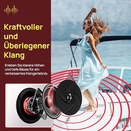 Pyle Wasserdichter Marine-Lautsprecher – 13,3 cm (5,25 Zoll), 180 Watt Low Profile Slim Style System – wetterbeständige Outdoor-Lautsprecher für Boot, Terrasse, Pool, Deck, Zuhause (schwarz)