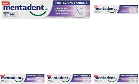 MENTADENT Protezione Famiglia Dentifricio Denti Sani e Forti 75ml (Confezione da 5)