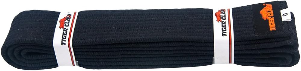 Tiger Claw 100% Cotton Martial Arts Uniform Ranking Belt – 10 Solid Colors (Black, Yellow, Purple, Red, Blue, Green, Orange, Brown, White & Yellow) in