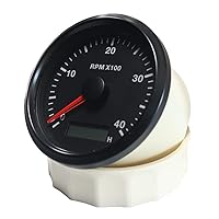 Vista 42 de ELING Universal Tachometer Gauge RPM with LED Digital Adjustable Hour Meter and RPM Alarm 12000RPM 85mm with Backlight
