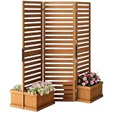 Outsunny Freestanding Outdoor Privacy Screen for Hot Tub, 3-Panel, Natural