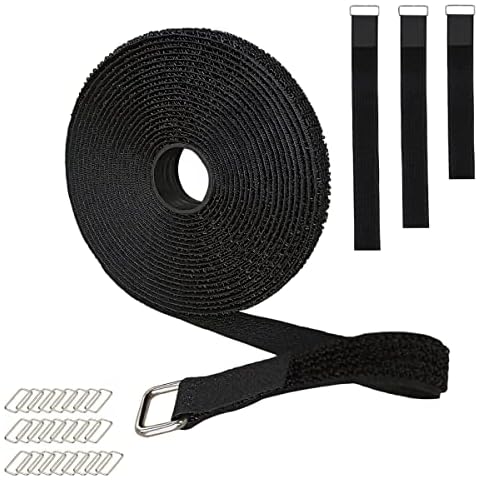 1''x16FT Reusable Cable Ties with 25 Metal Buckles, ApexOne 1 inch Wide Hook and Loop Straps, Adjustable Cut-to-Length Cinch Straps Cord Management Fastening Straps Wire Organizer & Storage Cover