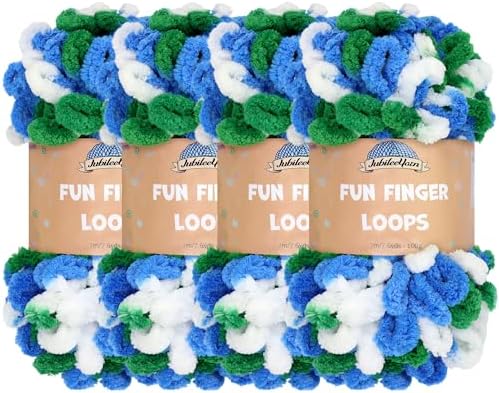 JubileeYarn Fun Finger Loops Yarn - Polyester Jumbo Weight Loop Yarn - 100g/Skein - Hestia - 4 Skeins