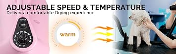 XPOWER B-123 HIGH Velocity Variable Speed PET Dryer with 2-Stage Heat Settings - Pastel Pink