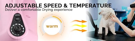XPOWER B-123 HIGH Velocity Variable Speed PET Dryer with 2-Stage Heat Settings - Pastel Pink