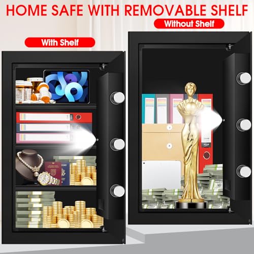 5.2 Cuft Large Safes for Home Use Fire and Water Proof, Anti-Theft Digital Security Safe Box With Programmable Keypad & Spare Keys, Home Safes Water and Fireproof for Money Valuables