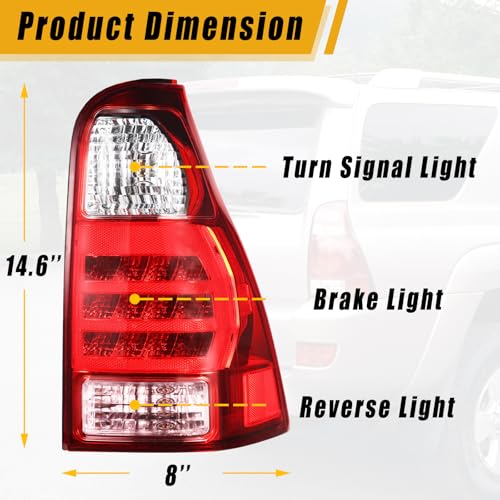 Boine Right Passenger Side Tail Light Assembly Compatible With 2006 2007 2008 2009 Toyota 4Runner SR5 Sport Limited Rear Light Brake Lamps Replaces 8155135320 TO2801172 (Right Passenger Side) by Boine - Image 2