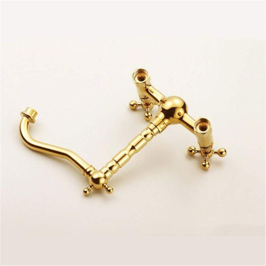 Grifo de cocina Grifos montados en la pared de latón dorado Giratorio de 360 grados para cocinas Grifo mezclador de fregadero de grúa con aireador Grifo de fregadero de cocina Torneira Cozin