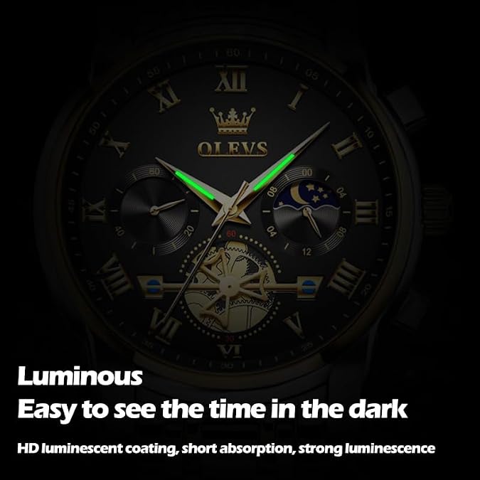 OLEVS Mens Watches Waterproof Stainless Steel Adjustable Bracelet Watch Quartz Analog Watch for Men Fashion Business Classic Mens's Wrist watch's Casual Watches Gold/Blue/Black/White/Face/Dial