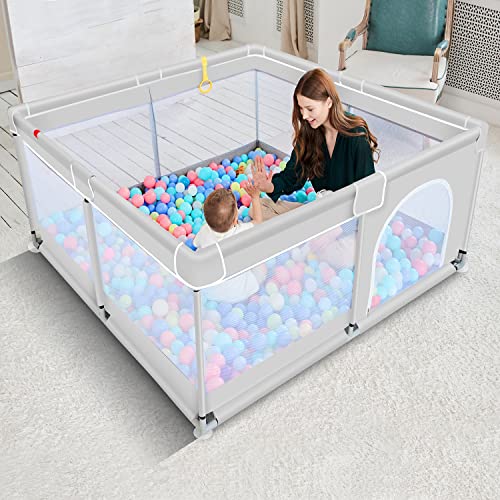 Todale Baby Playpen, Medium Playpen For Babies And Toddlers, Indoor & Outdoor Kids Activity Center, Kids Safety Play Pens Play (Light Grey, 50X50X27 Inch) #TOP6