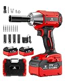 Avhrit Cordless Impact Wrench 1/2 inch, 480 ft-lb (650Nm) Brushless Impact Wrench/ 2x 4.0 Batteries,