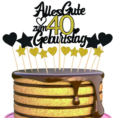 NISENTIA 13 piezas decoración para tartas 40 cumpleaños hombre mujer 40 cumpleaños decoración tarta feliz cumpleaños decoración decoración para tartas 40 cumpleaños decoración para tarta de cumpleaños