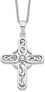 Sentimental Expressions Prata Esterlina 925 Prayer Cross Religiosa 45,72 cm Colar Pingente Pingente Inspirador Conscientização Joias Finas Para Mulheres Presentes Para Ela