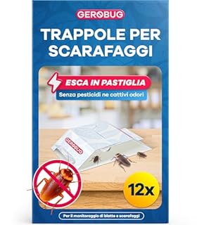 Gerobug Trappole per Scarafaggi [12 Pezzi] – Trappole Adesive con Attrattivo – Senza Veleno – Anti Blatte e Scarafaggi per Casa, Cucina, Interni – Extra Forti