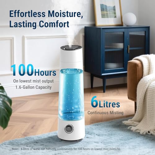 Image of COSTAR Humidifier for Room Moisture with 6 Litres Water Tank, Top-Refill Cool Mist Ultrasonic Humidifier for Home Bedroom Whisper-Quiet, Auto-Shut off, Effective Cold & Cough Relief