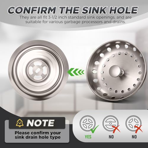 Yiyiring 4 Pcs Brushed Silver Kitchen Sink Accessories Garbage Disposal Splash Guards 3.4\'\' Sink Drain Strainer and Stopper Stainless Steel Garbage Disposal Plug for Kitchen Drain Strainer