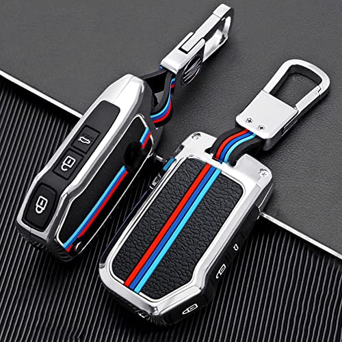 Coque Cover Porte-CléS Compatible pour Kia Sportage Ceed Sorento Cerato Forte KX3 K5 2017-2020, Alliage De Zinc Clé Cover Housse Bouton Fluorescent en Silicone with Voiture Porte-CléS, Argent Cover