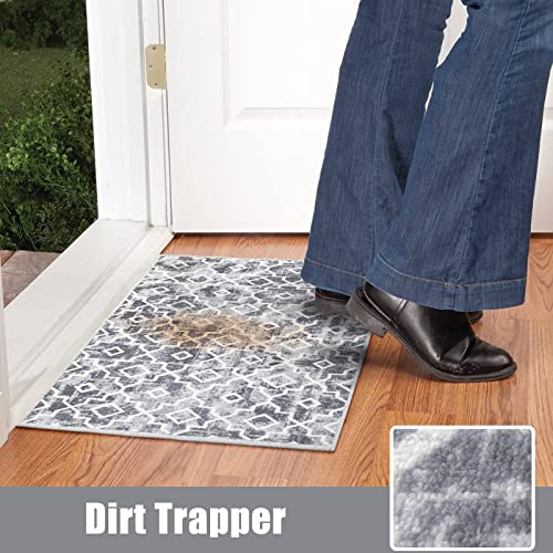 Wonnitar Moroccan Indoor Door Mat - 20''X32'' Front Door Mat Entrance Doormat,Grey Non-Slip Absorbent Entryway Rug Durable Resist Dirt Rug,Low-Profile Floor Carpet For Doorway Entry Kitchen #TOP3