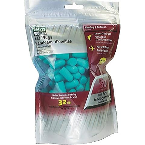 Safety Works SWX00349 Foam Ear Plugs 80 Pair Bulk Packed, NRR 32 DB Cover